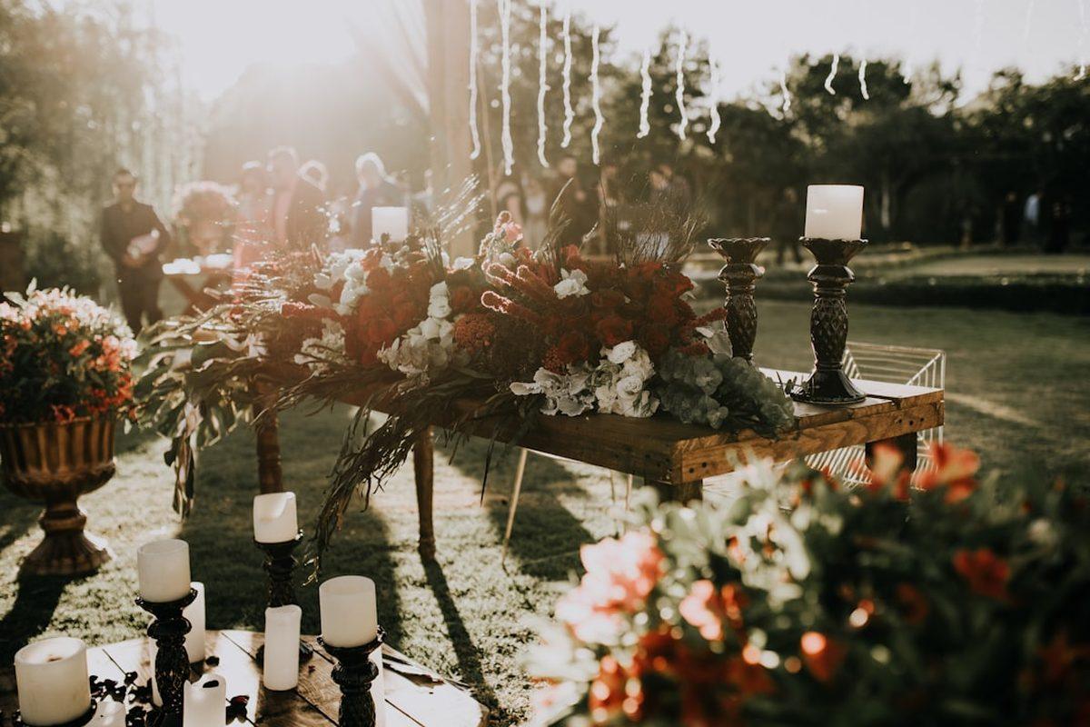 A wedding table set on the level nine terrace
